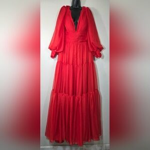 NEW HEBEOS PRINCESS CHIFFON RUFFLES  SWEEP DRESS.